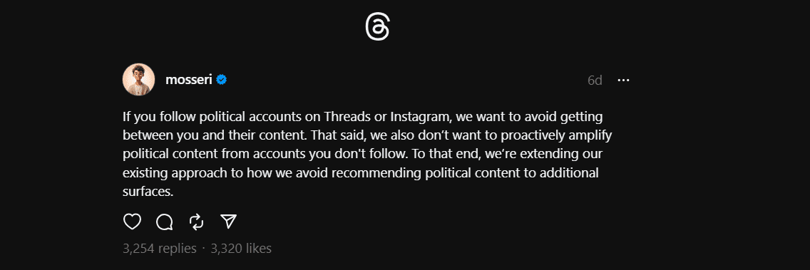 ‘Meta’ Sets a Limit to Political Content on Instagram and Threads 2 ‘Meta’ Sets a Limit to Political Content on Instagram and Threads 1