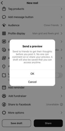 Instagram Testing User Feedback on Unpublished Reels 1
