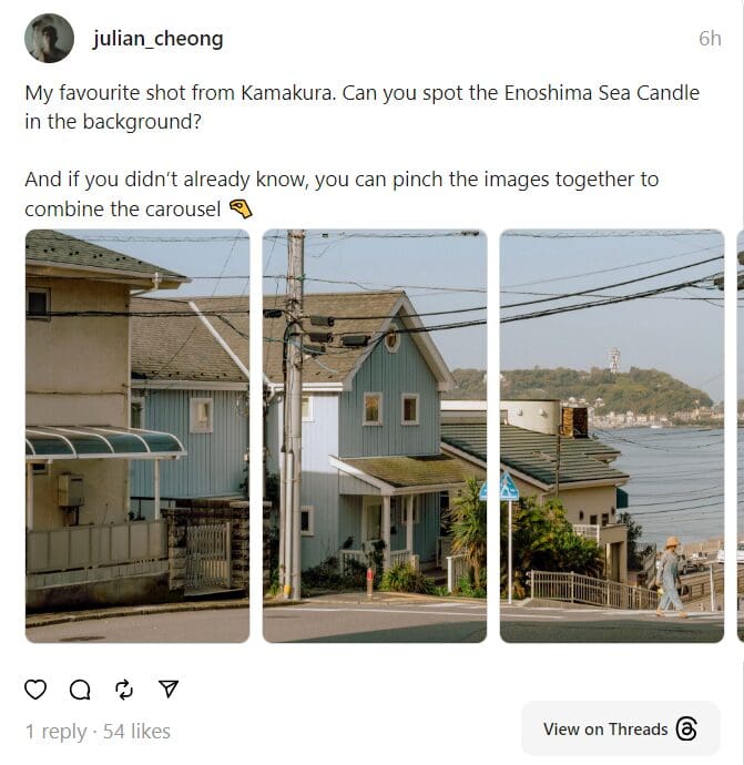 Threads Adds Image Pinch-to-Merge Feature 1 an example from Threads post
