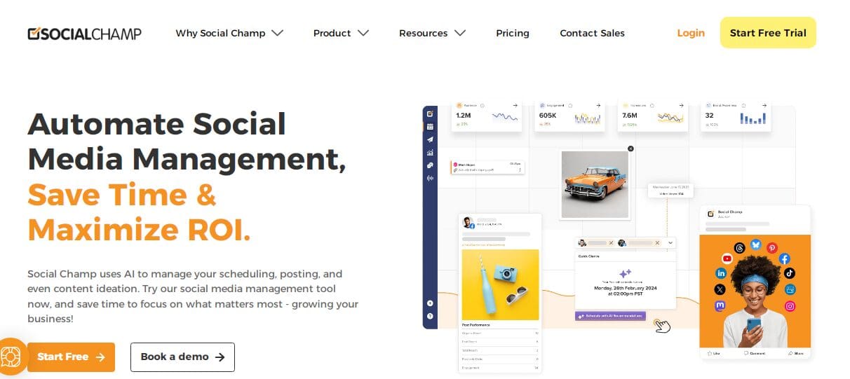 15+ Best Buffer Alternatives for Smarter Social Media Management in 2025 5 Social Champ's Landing page