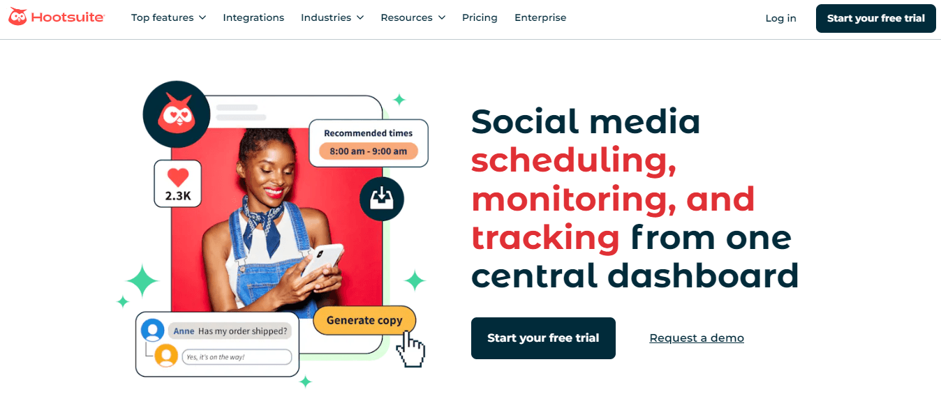 Hootsuite’s Webpage