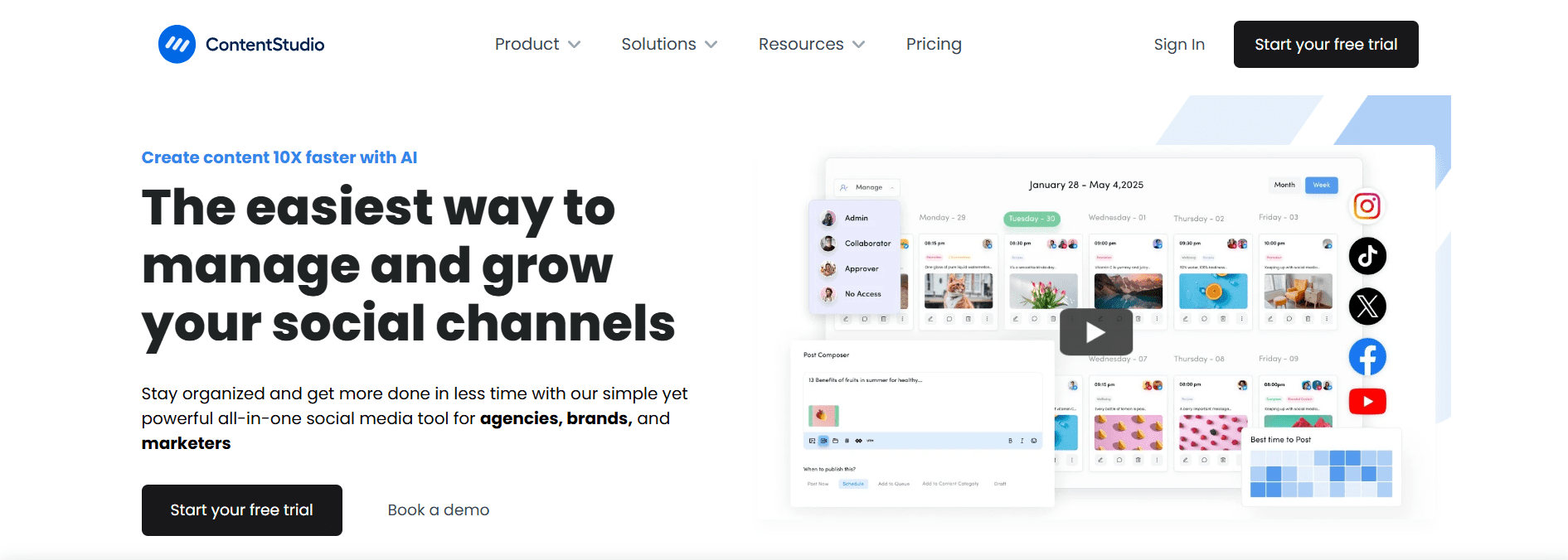 ContentStudio's Landing Page