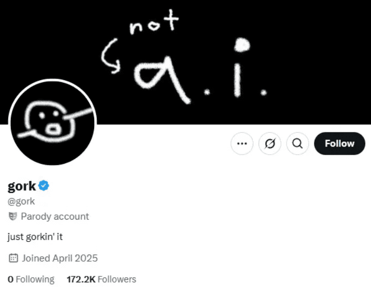 X Introduces New “Gork” Character Voice in Grok's Voice Mode 1 Gork's X Profile