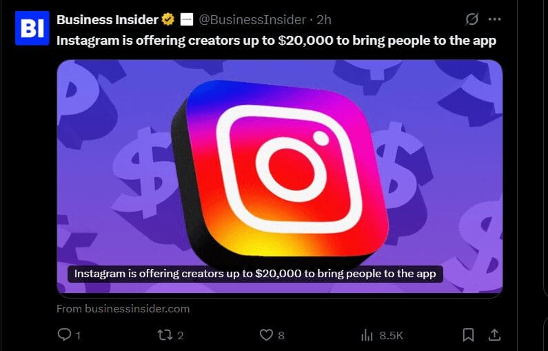 Business Insider’s Tweet About Instagram’s Latest Move