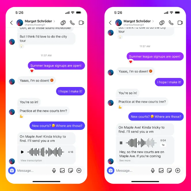Instagram Adds Voice Message Transcription & Longer Audio in DMs 1 Source: Social Media Today