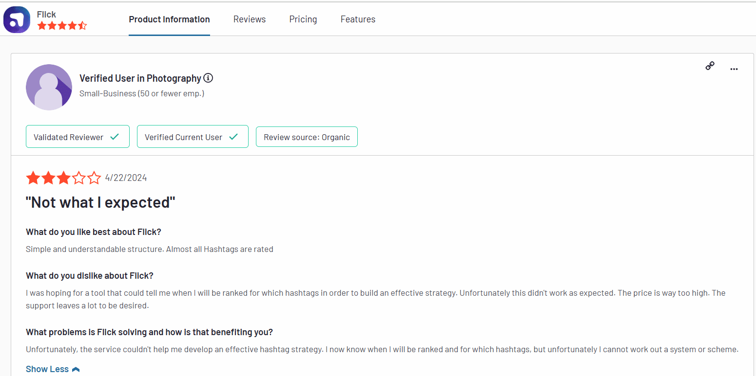 Flick’s Review on G2