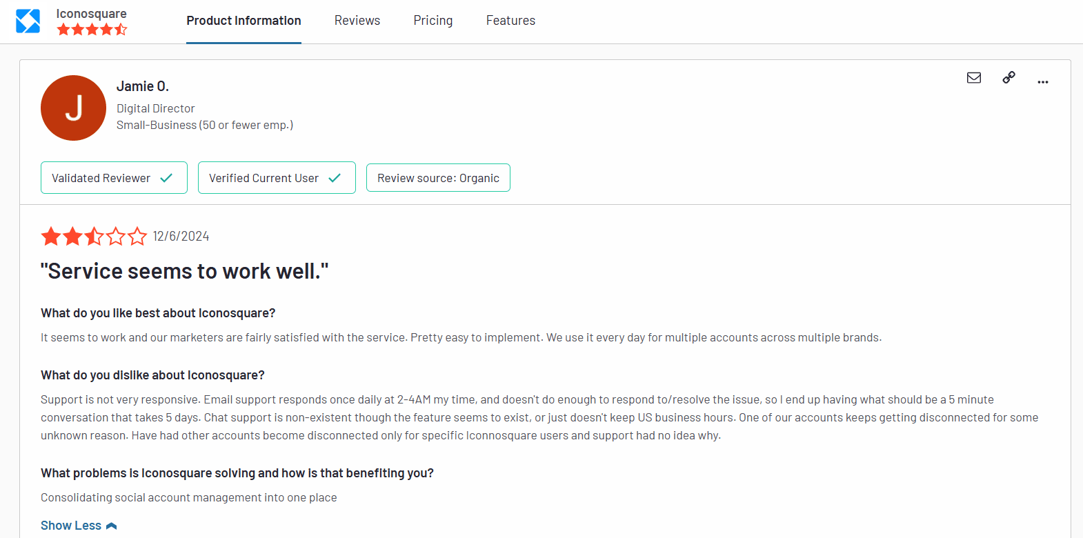 Iconosquare Review on G2