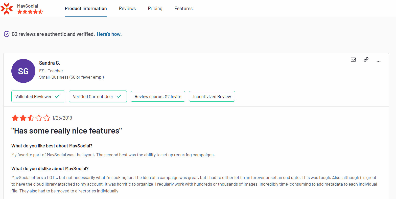 MavSocial Review on G2