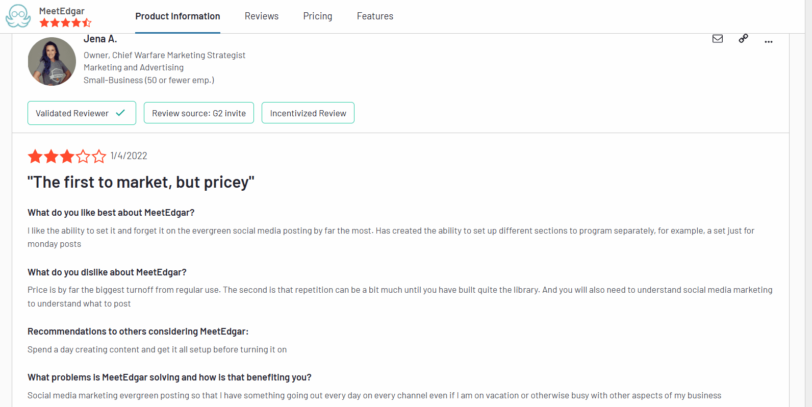 MeetEdgar Review on G2
