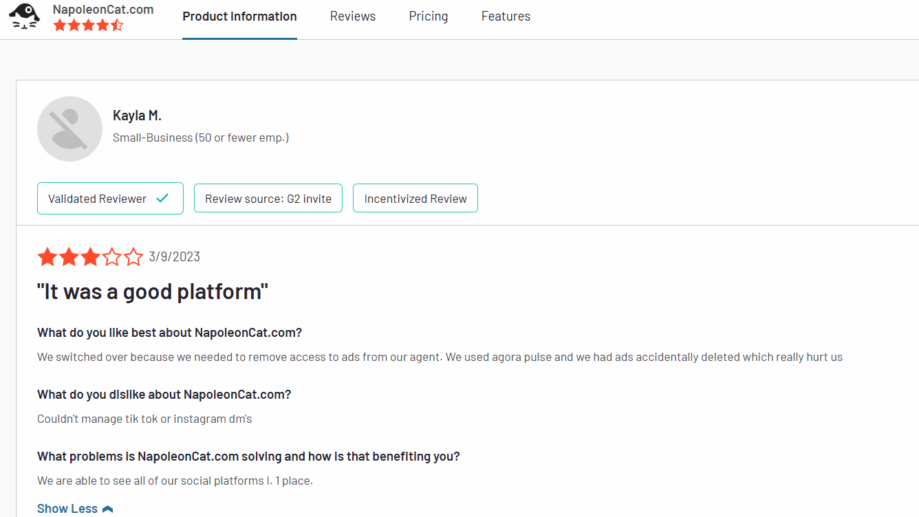 NapoleonCat Review on G2