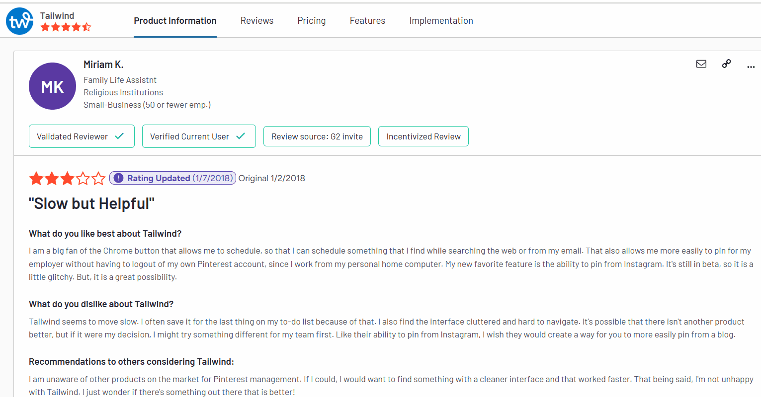 Tailwind Review on G2