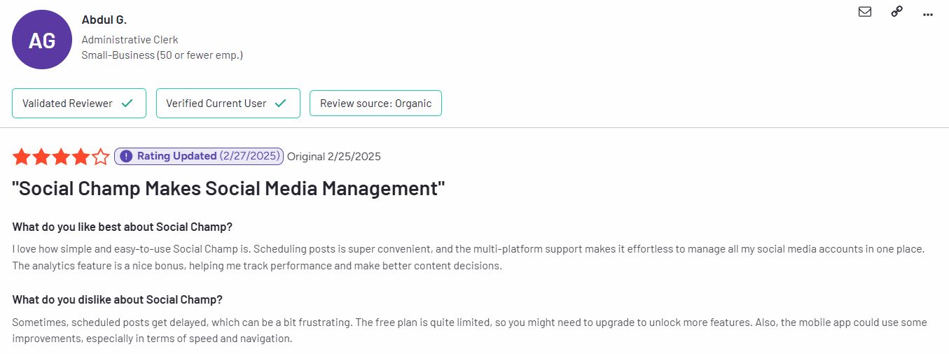 10 Best Sprinklr Alternatives for Social Media Management in 2025 13 A Review of Social Champ on G2