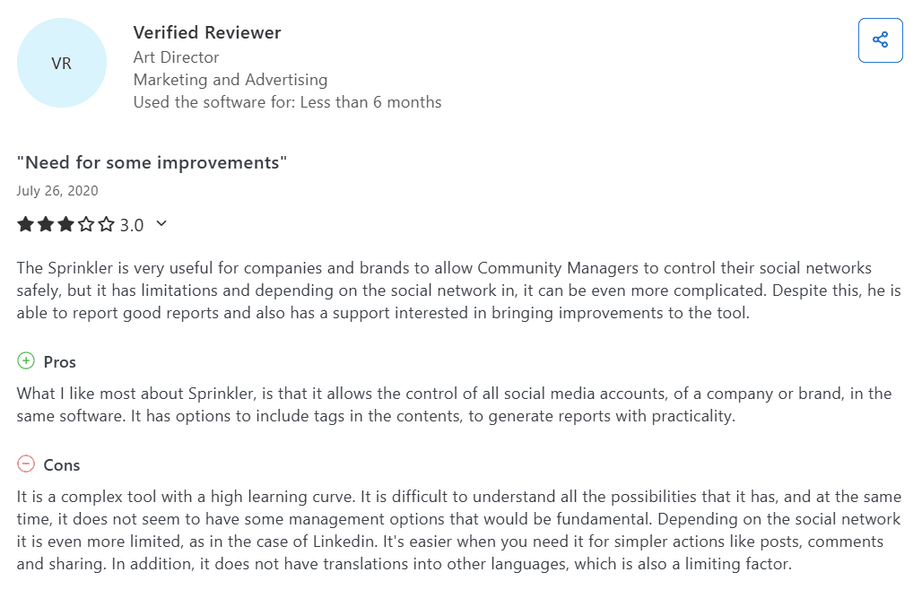 10 Best Sprinklr Alternatives for Social Media Management in 2025 5 A Sprinklr User Considered It a Complex Tool