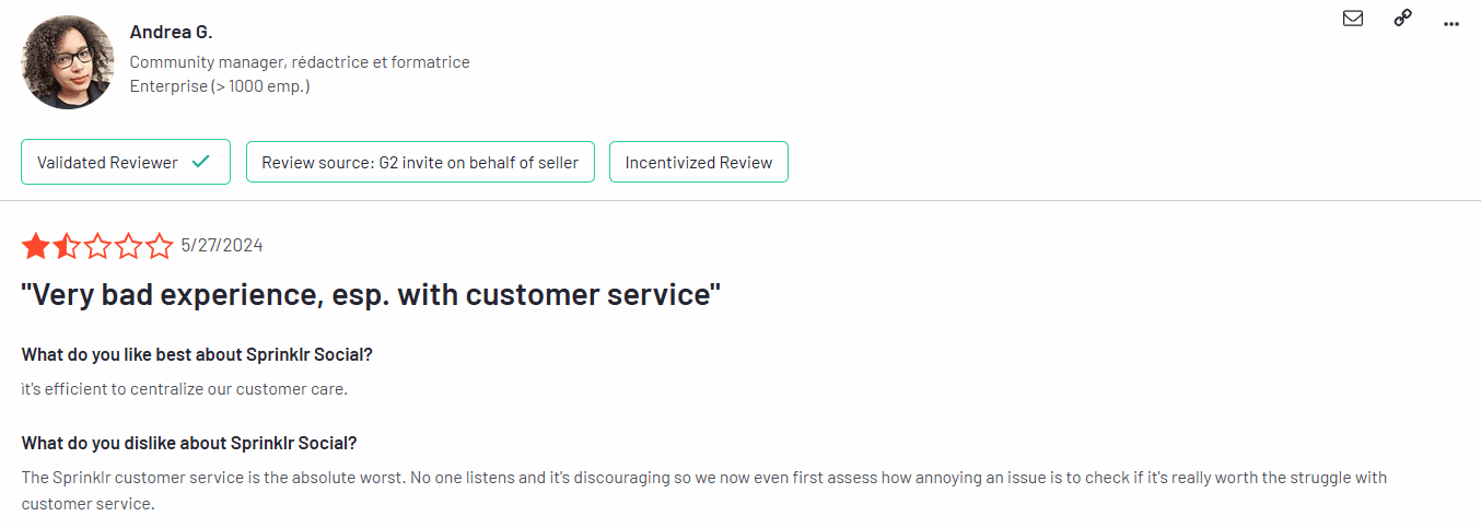 10 Best Sprinklr Alternatives for Social Media Management in 2025 6 A Sprinklr User Shared Her Experience With the Customer Support