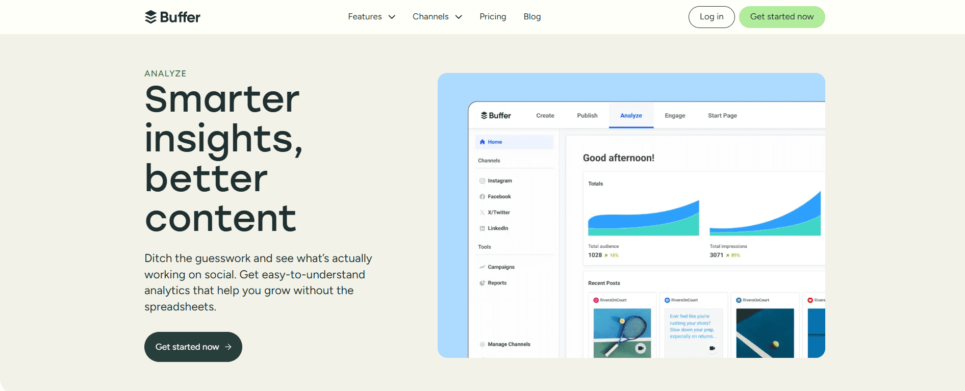 Buffer's Analytics Landing Page