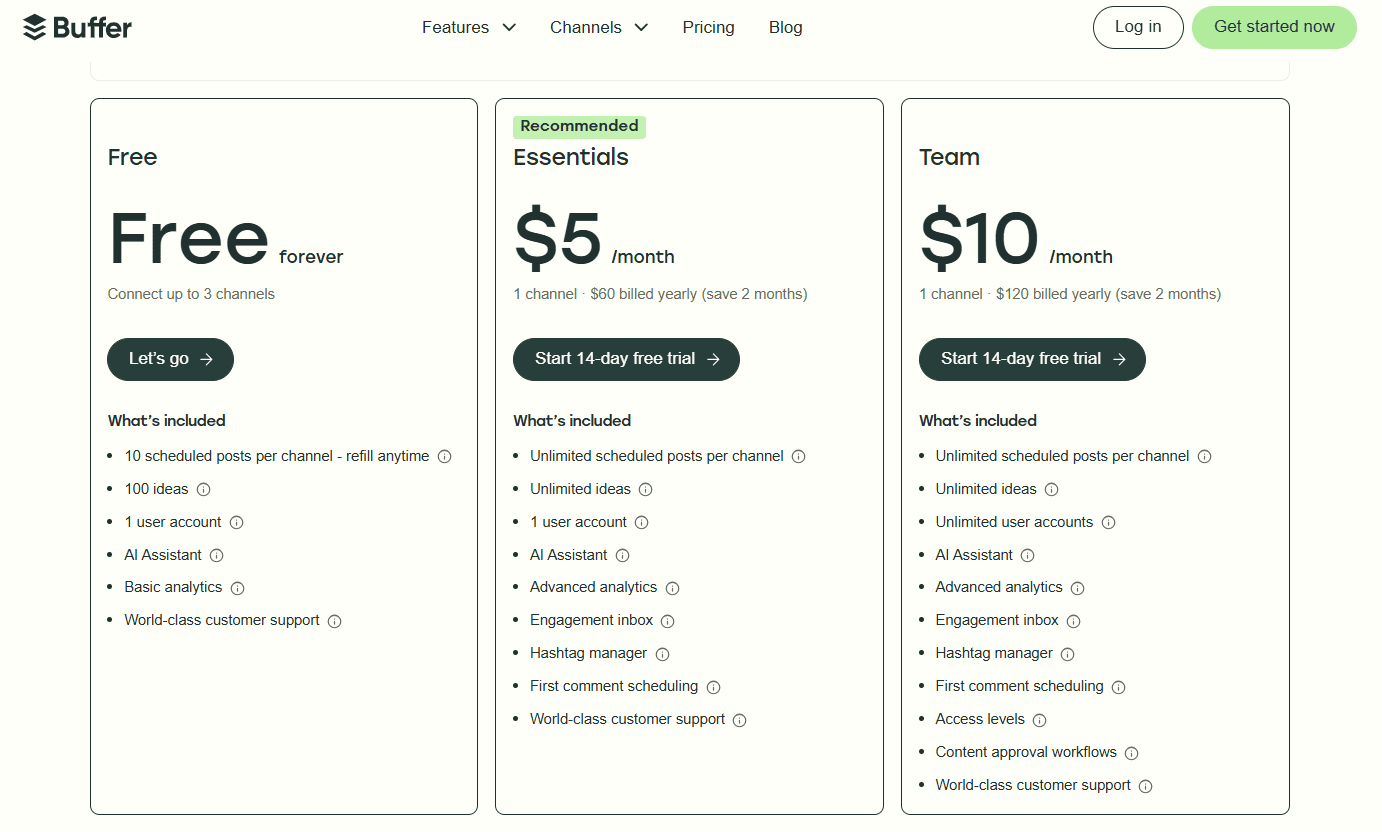Buffer vs Social Champ: The Ultimate 2025 Showdown to Streamline Your Social Media Strategy 7 Buffer's Pricing