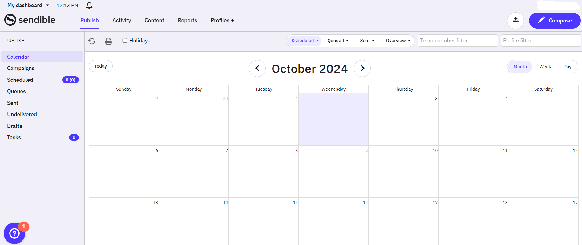 Hootsuite vs Sendible’s Ultimate Social Scheduling Comparison (+ Better Alternative!) 4 Sendible's Dashboard