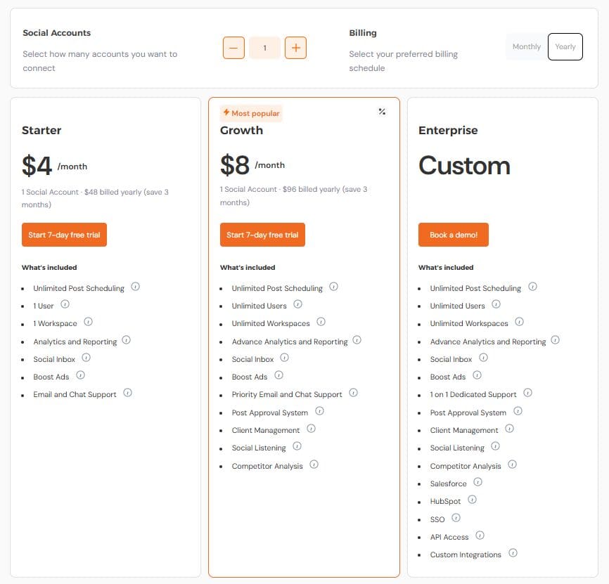 Hootsuite vs Sendible’s Ultimate Social Scheduling Comparison (+ Better Alternative!) 12 Social Champ's Pricing Plans