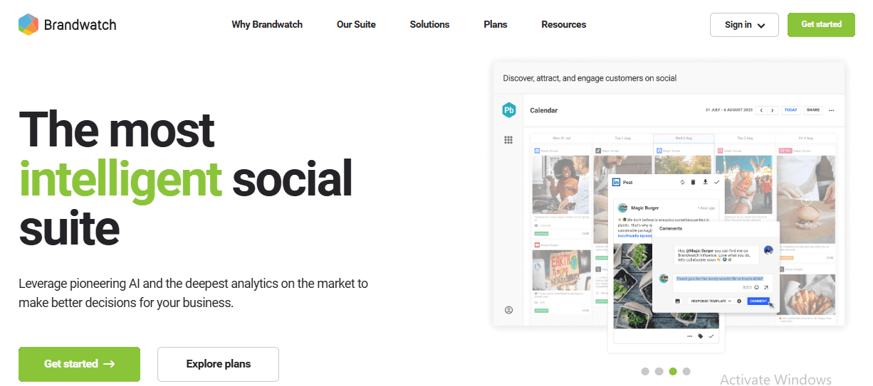 Brandwatch's Landing Page